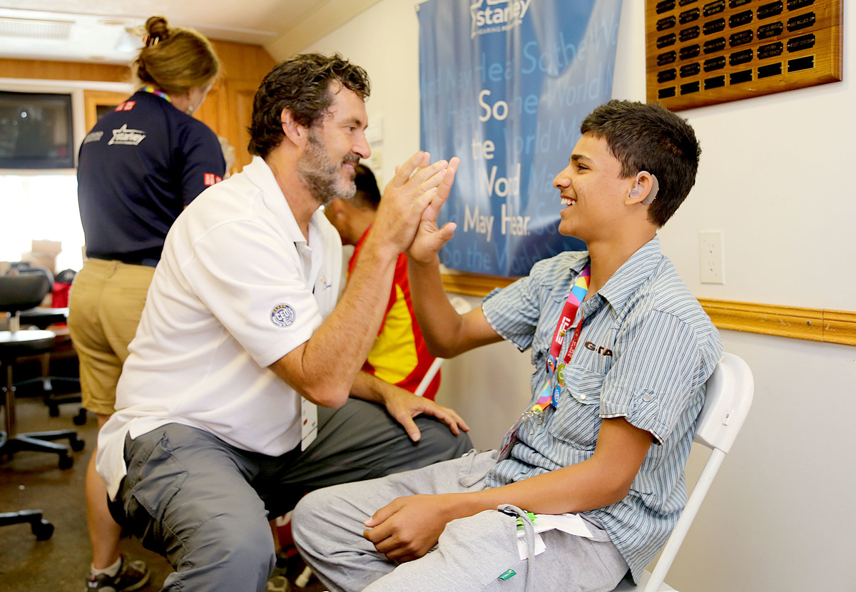 Jason Collins, Lauren Potter And Patrick Warburton Visit Special Olympics Athletes At The Starkey Hearing Foundation Healthy Hearing Clinic