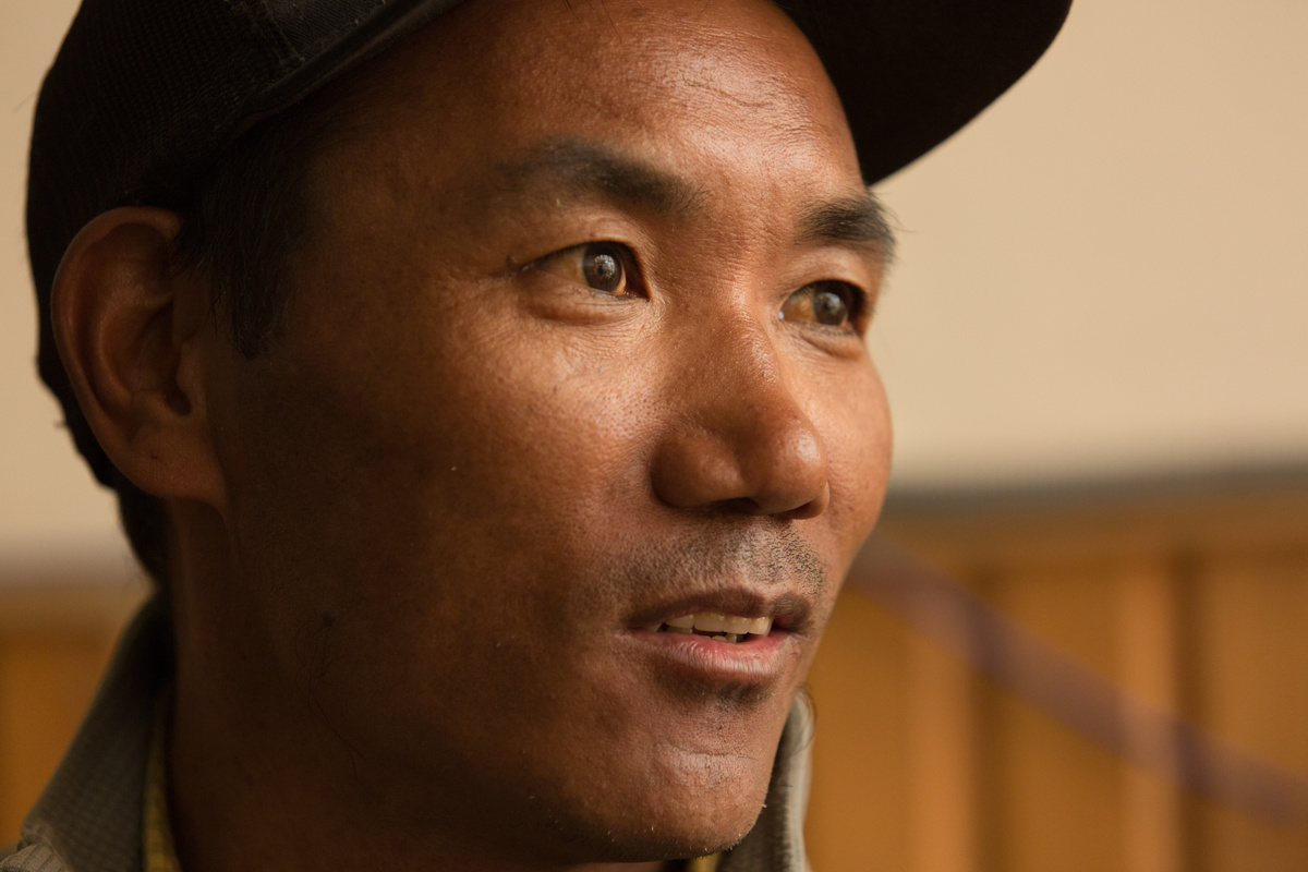 Kami Rita Sherpa is pictured during an interview as he talks about his attempt to summit Mount Everest for the 22nd time