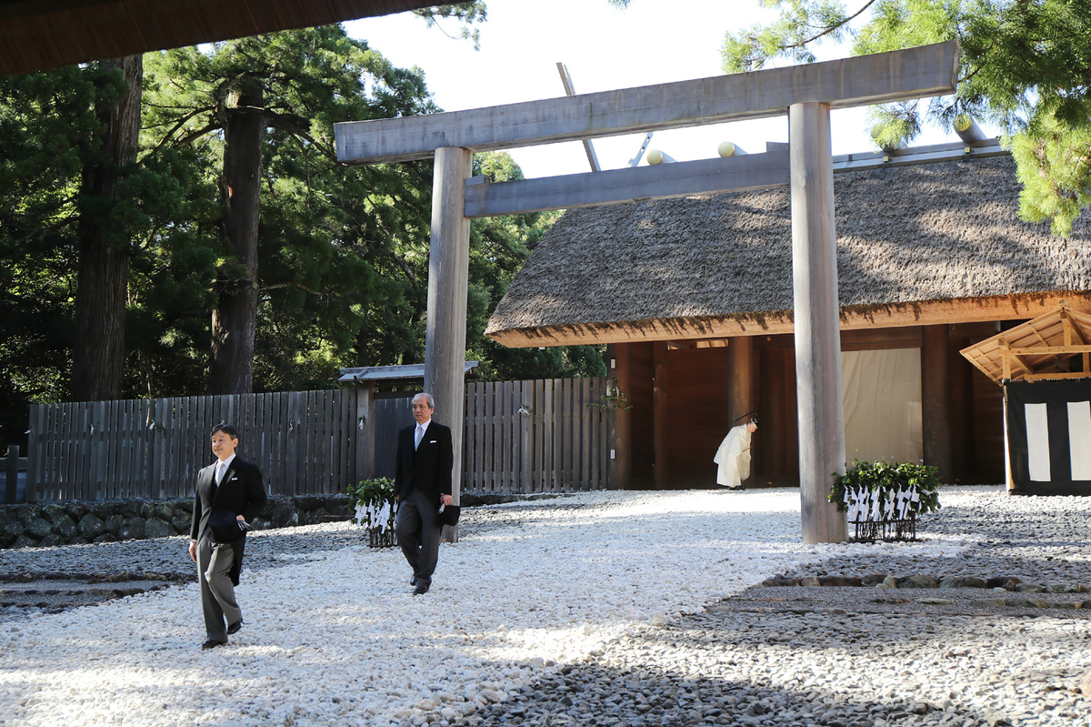 Japanese Crown Prince Naruhito visits the inner shrine of the Ise Grand shrine