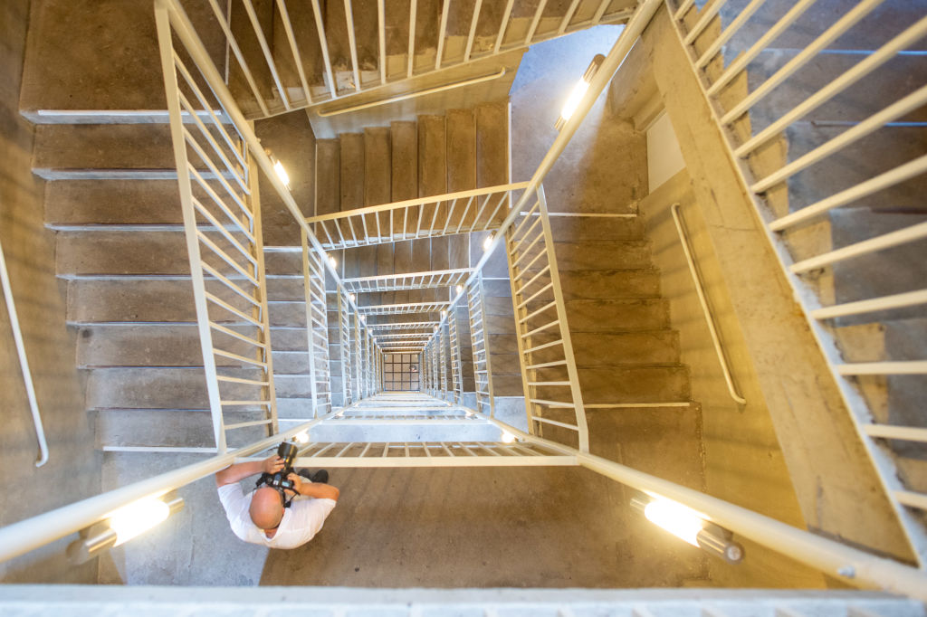 GettyImages-1150404493 View into the staircase of the Albinmüller Tower