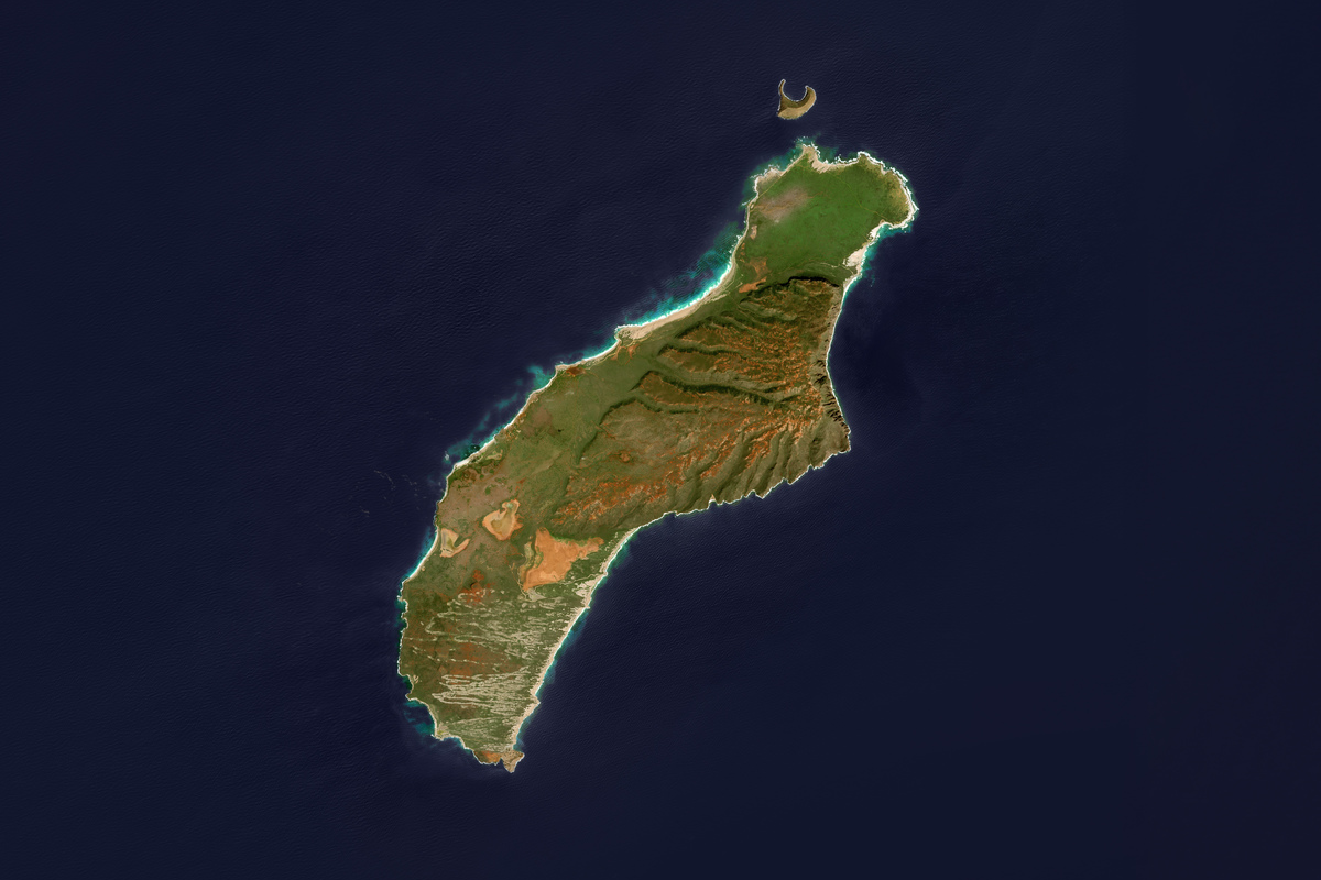 This is an enhanced Sentinel Satellite Image of the Hawaii island of Niihau. 