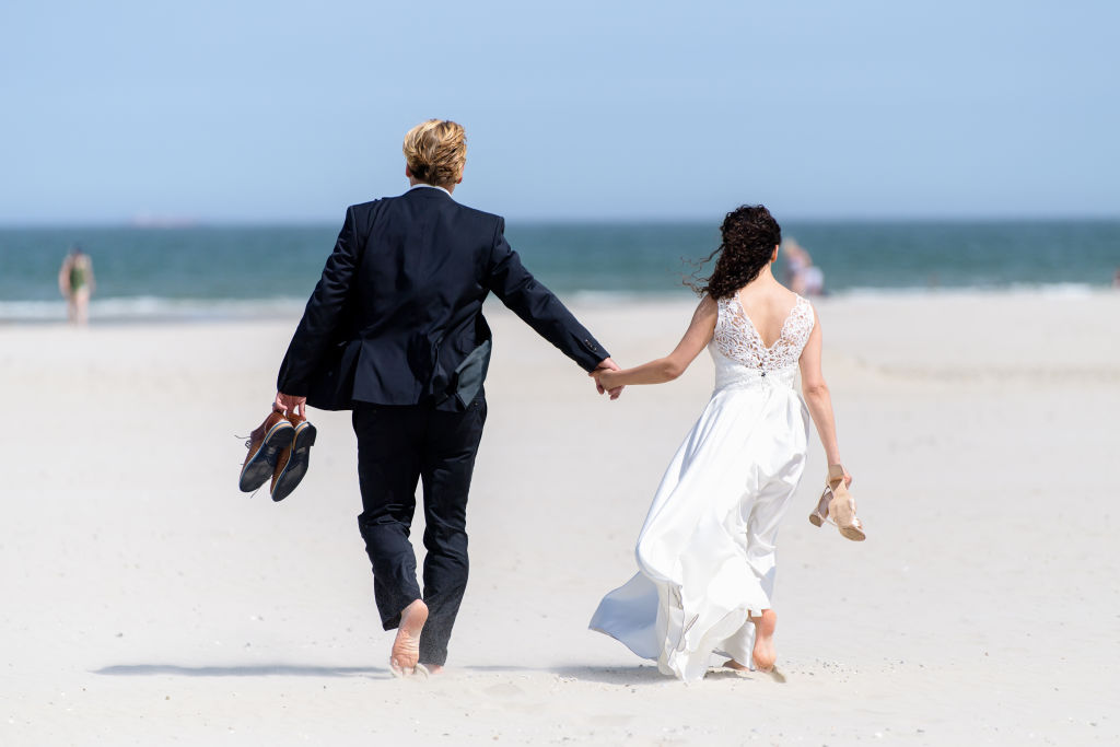 Married couple on the beach 