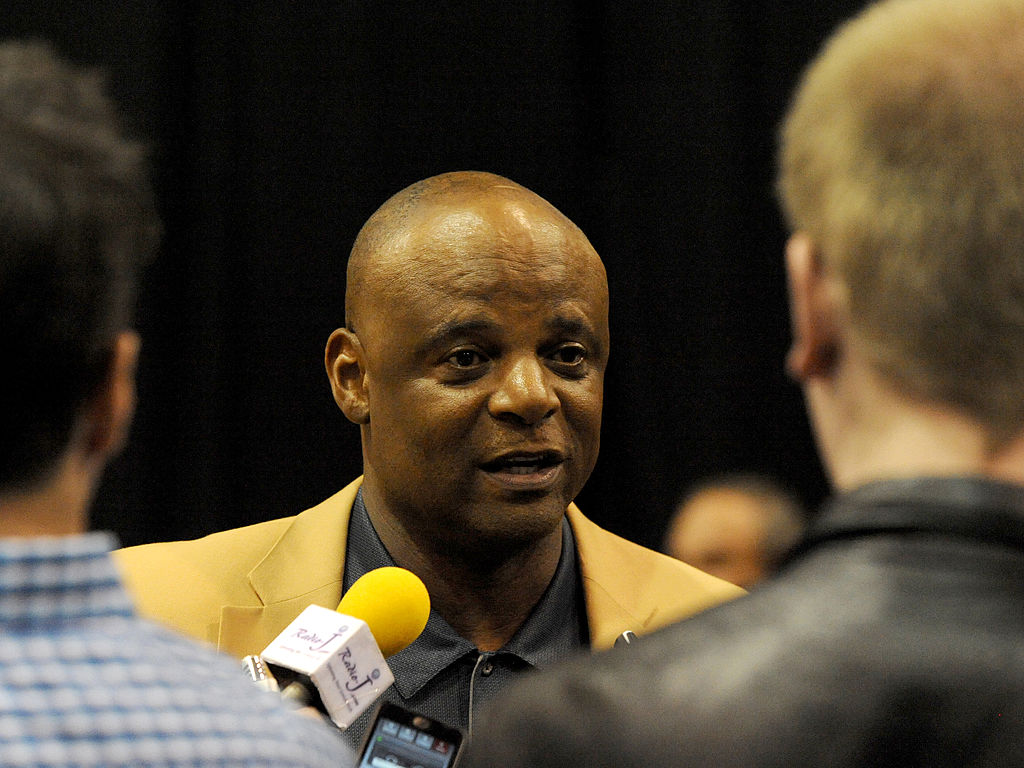 MAY 4, 2014 - CLEVELAND, OH: Hall of Fame quarterback Warren Moon answers questions from the media during the first Pro Football Hall of Fame Fan Fest at the IX Center in Cleveland, Ohio on May 4, 2014. 
