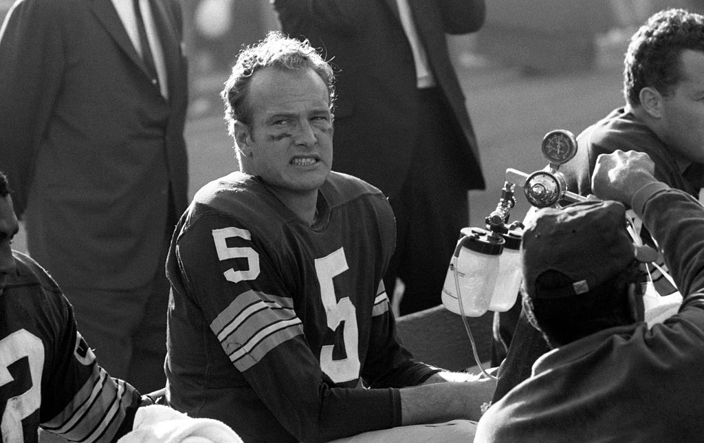 LOS ANGELES, CA - JANUARY 15, 1967: Runningback Paul Hornung #5 of the Green Bay Packers watches the action from the sidelines during Super Bowl I on January 15, 1967 against the Kansas City Chiefs at the Los Angeles Memorial Coliseum in Los Angeles, California. The Packers beat the Chiefs, 35-10 to win the professional football World Championship.