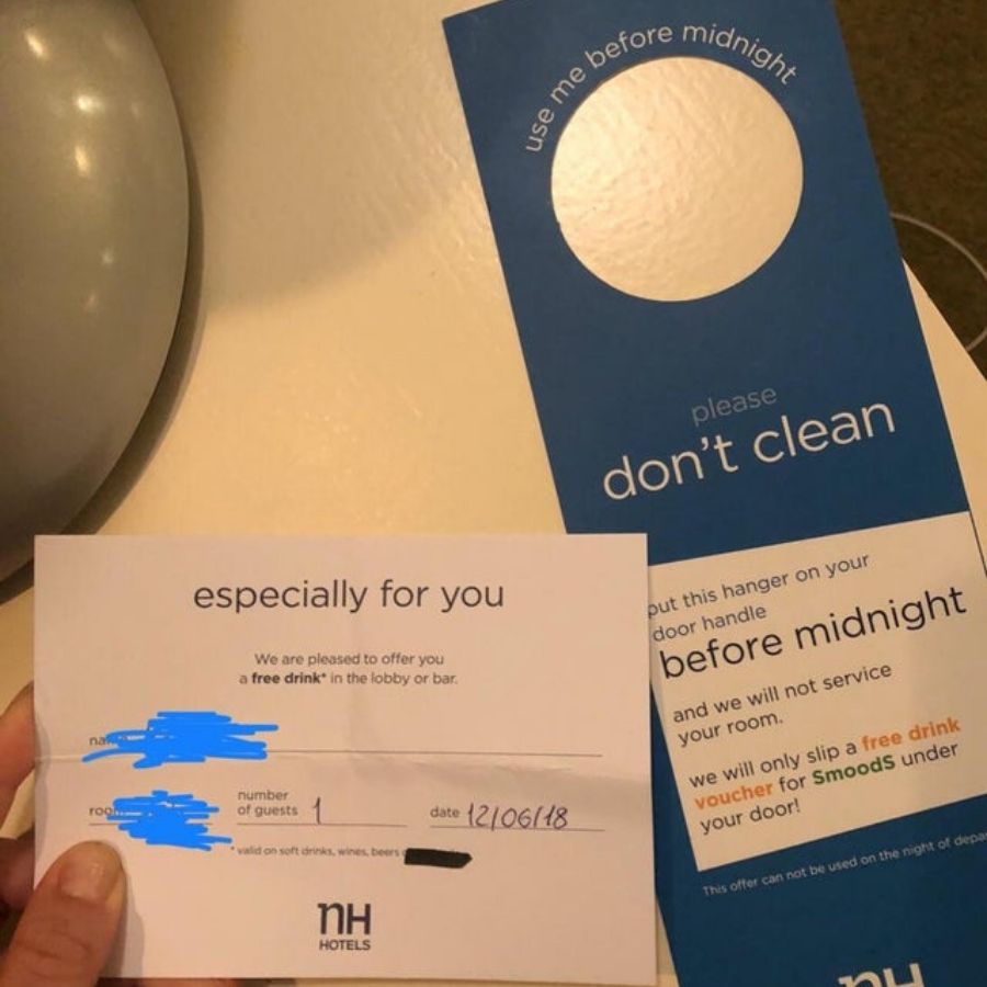 free drinks from the hotel