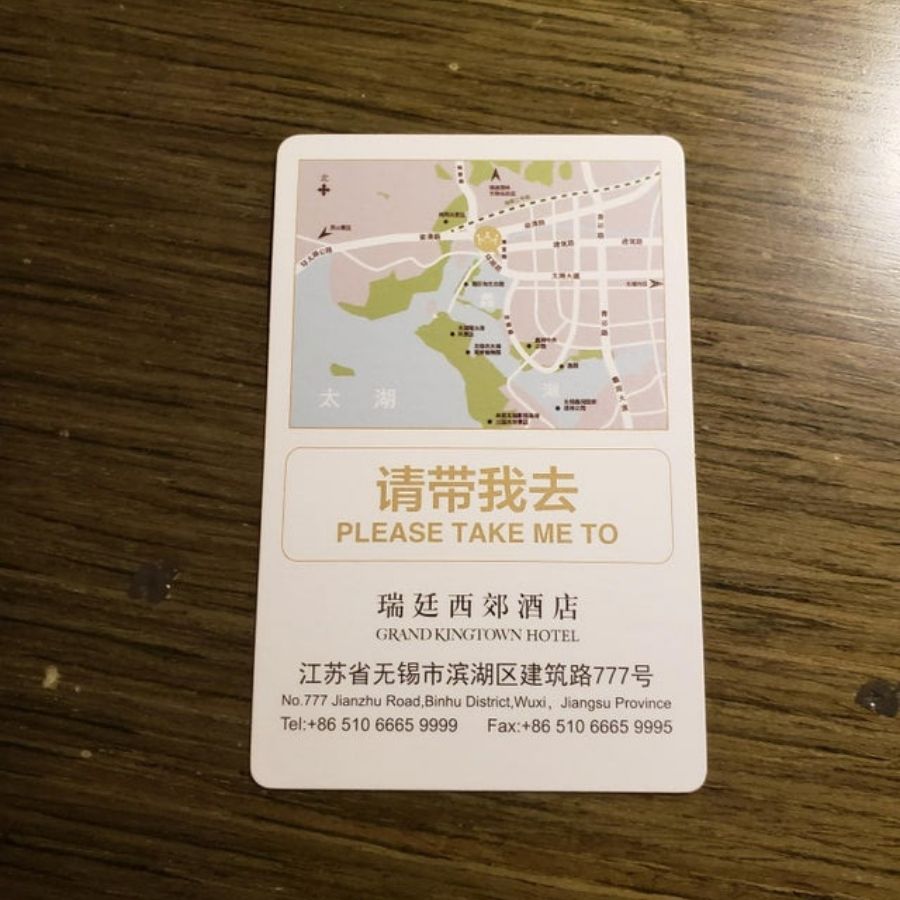 taxi card with map on it
