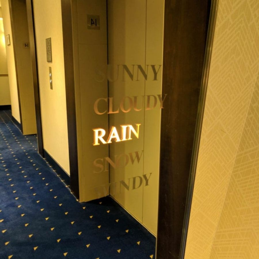 weather mirror in hotel before you get on the elevators