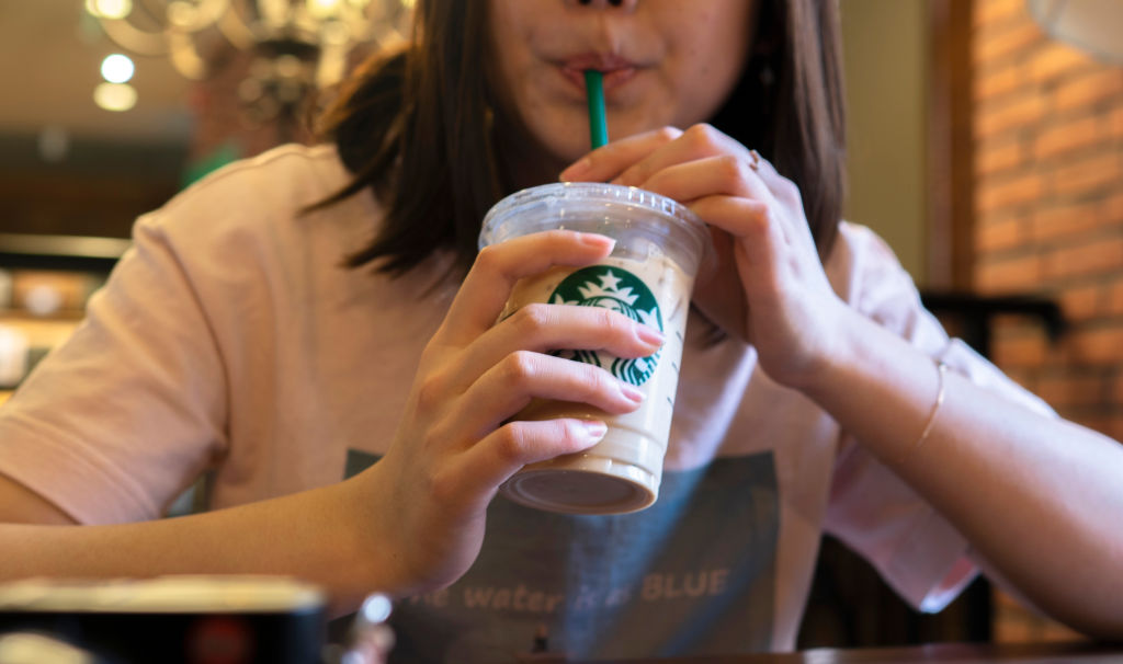 woman at starbucks