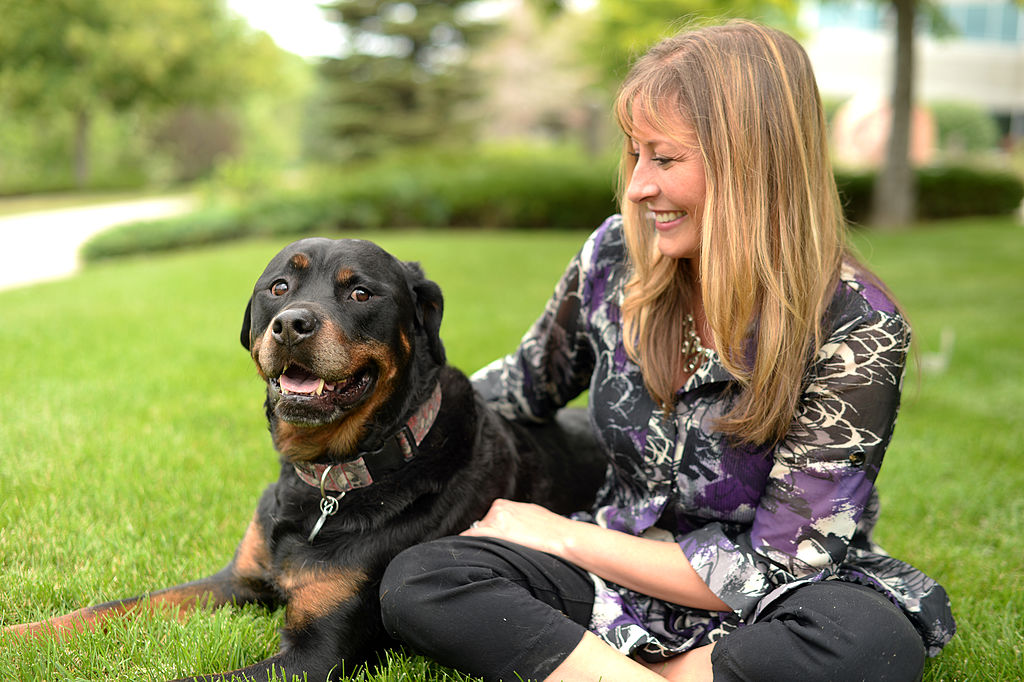 woman with her rottweiler