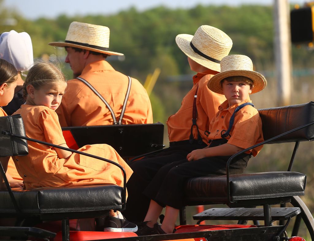 Amish family in buggy