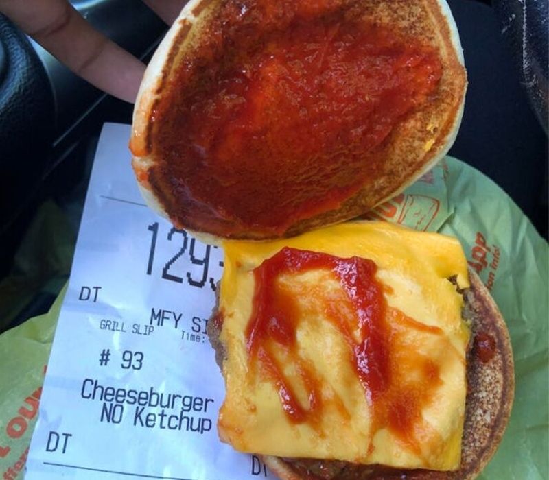 ketchup on burger