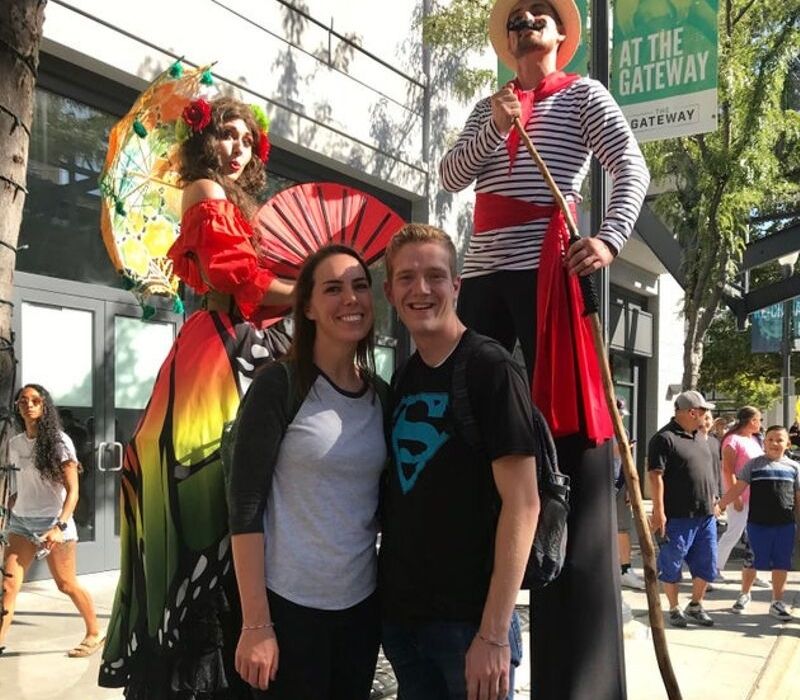 dudes on stilts