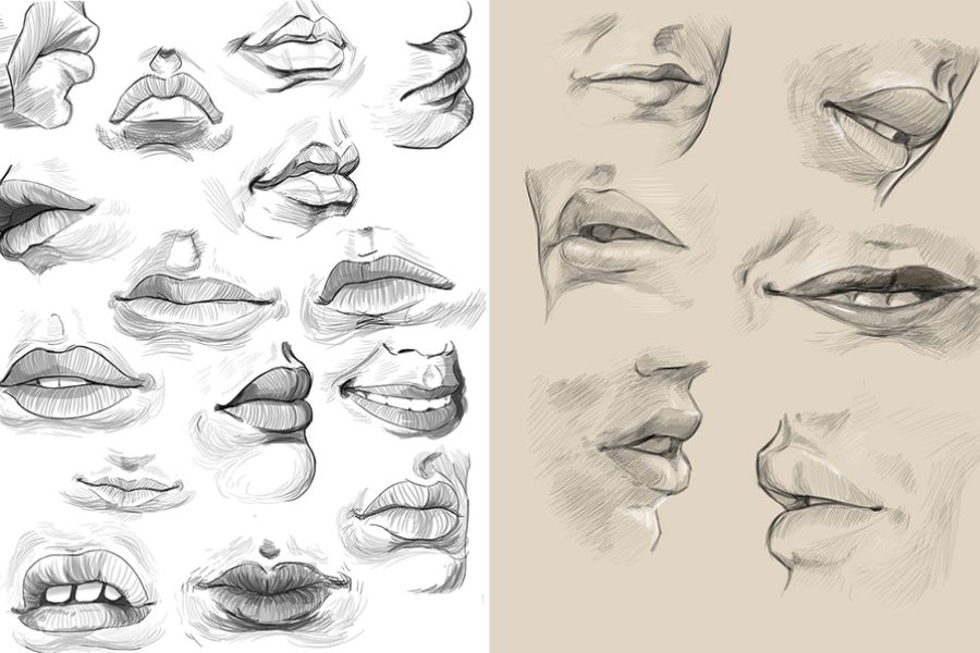 lots of mouths drawings