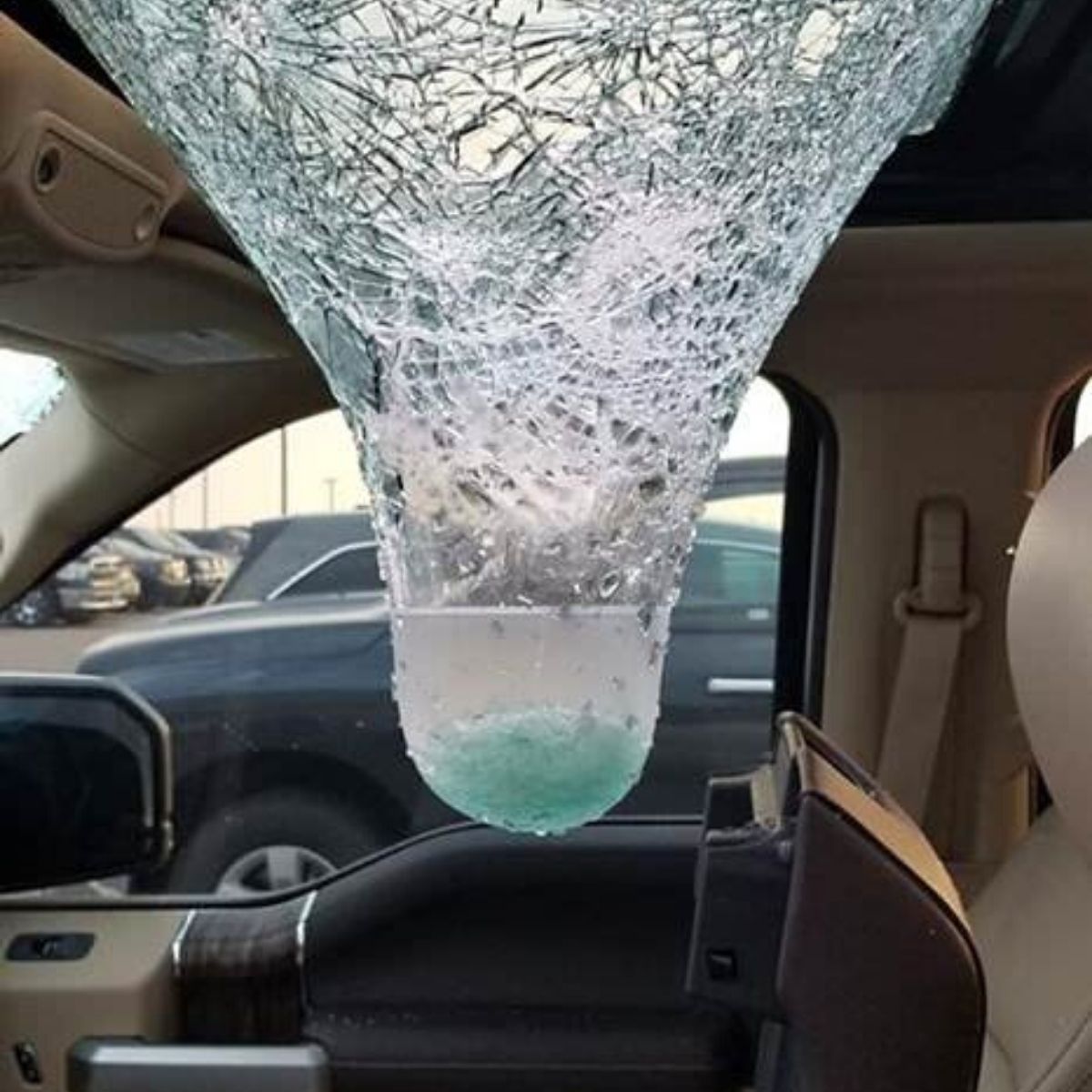 ice chandelier inside a car