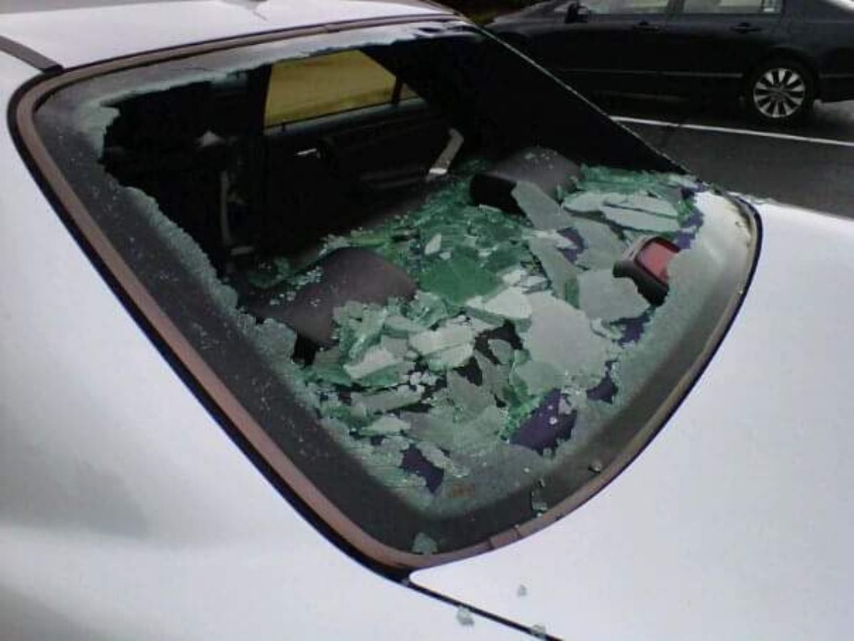 shattered window on a car
