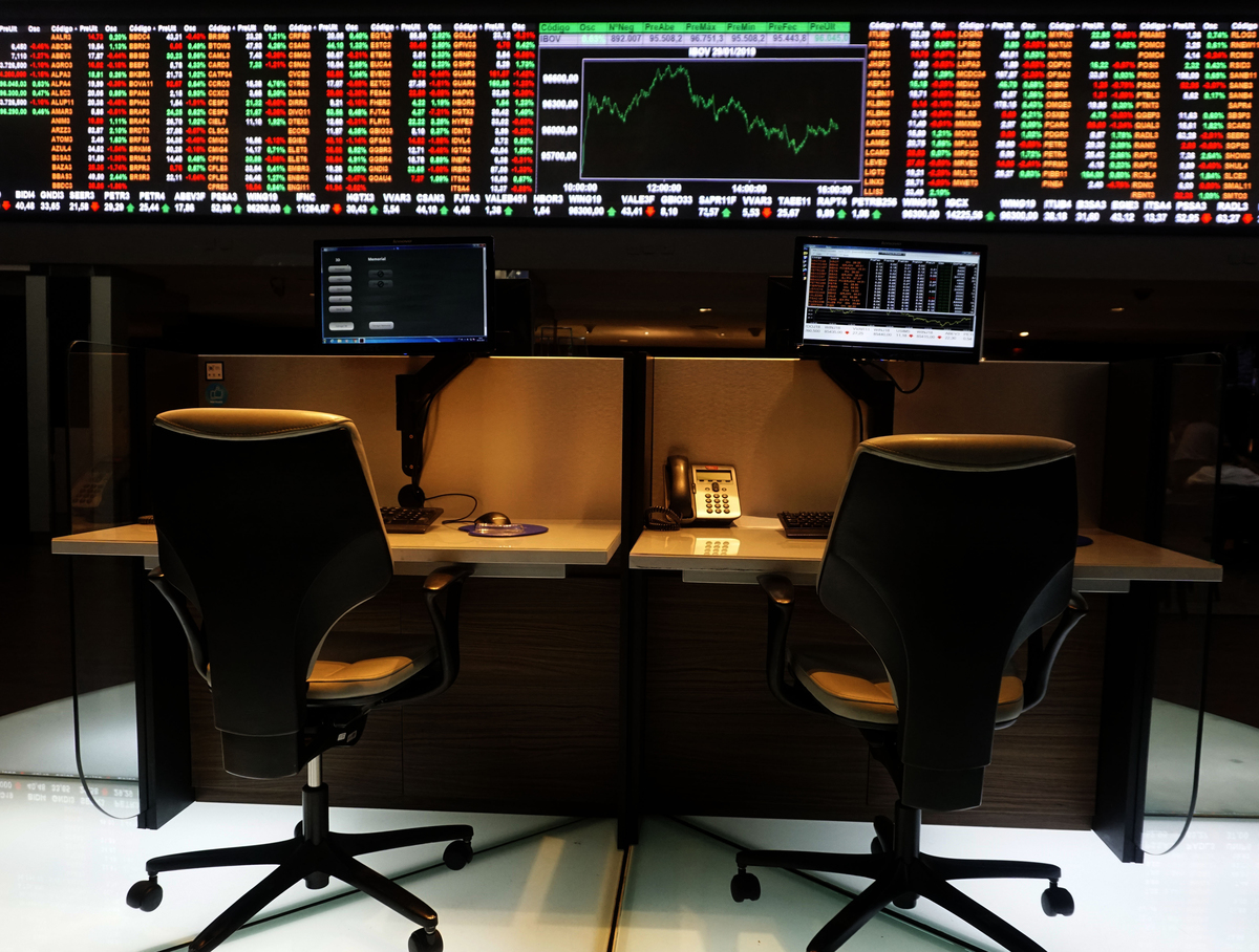 The shares of Brazil's multinational mining company Vale are seen on a screen.