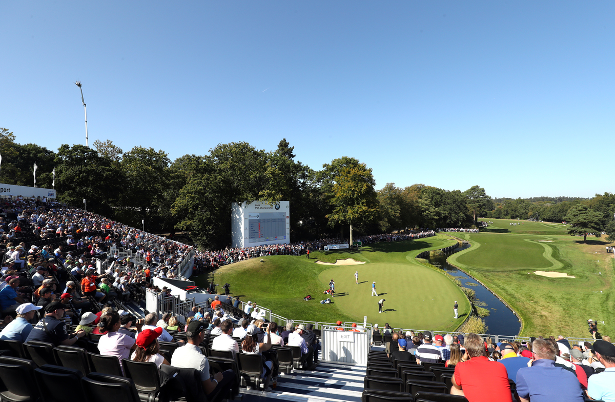 England's Tommy Fleetwood putts on the 18th green during day three of the BMW PGA Championship at Wentworth Golf Club, Surrey.