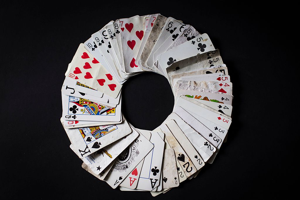 a deck of cards shaped into a circle