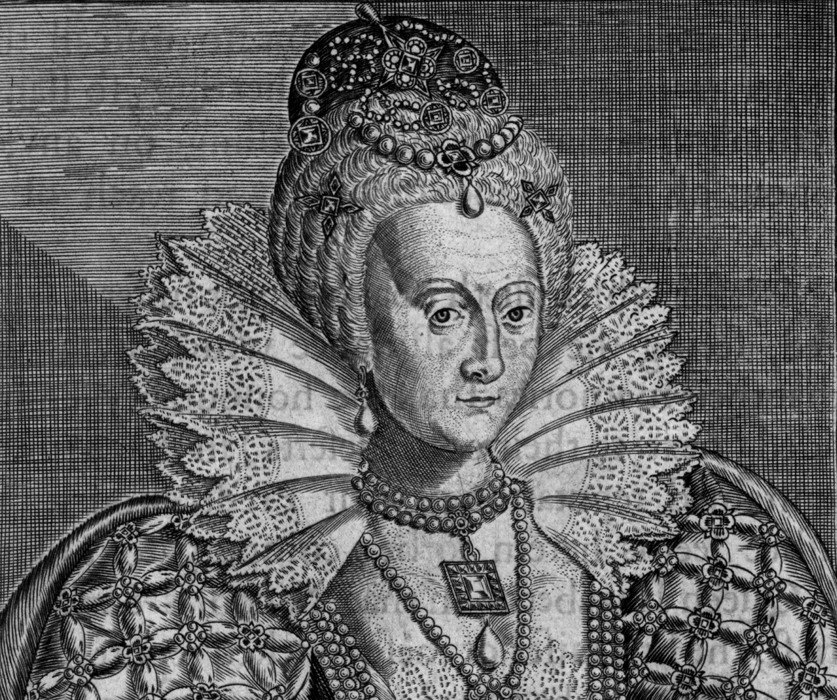Engraved portrait of Elizabeth Queen of England, by William Marshall, 1880.