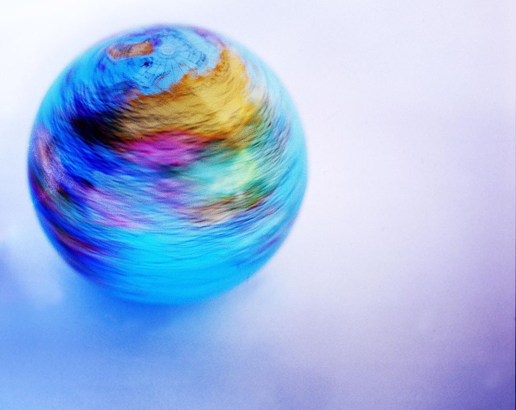 a globe spinning in place