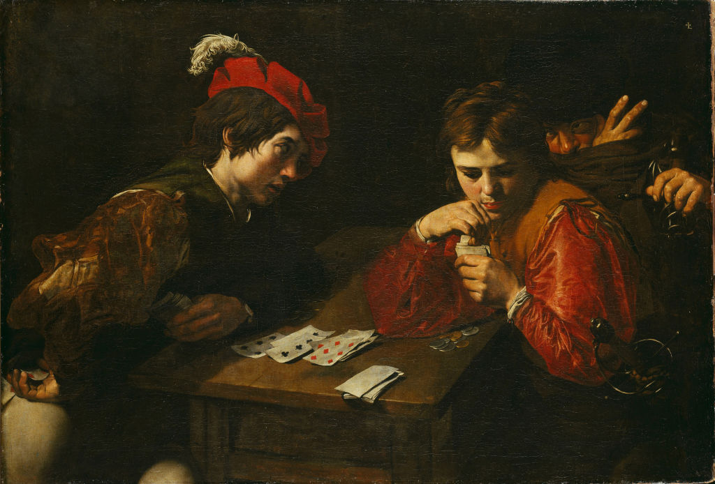 a painting of men playing cards