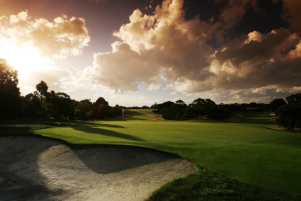 A view from behind the green on the 402 metre 2nd hole