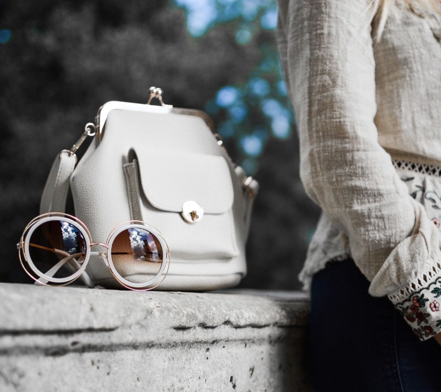 purse and sunglasses