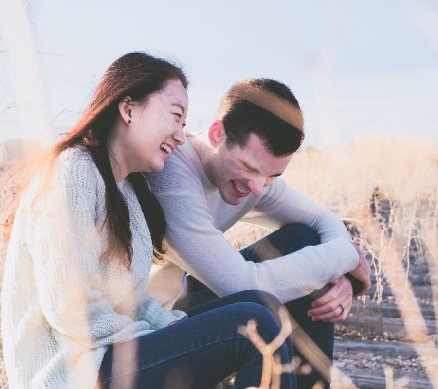 a couple laughing