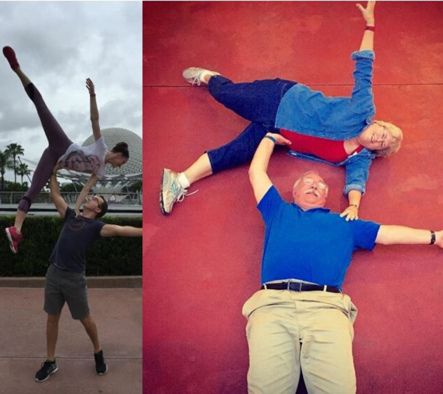 parents mocking their son's photo