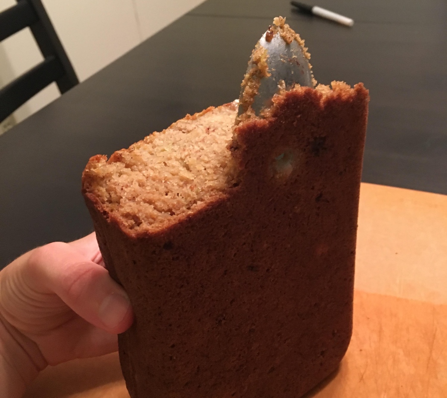 a spoon baked into bread