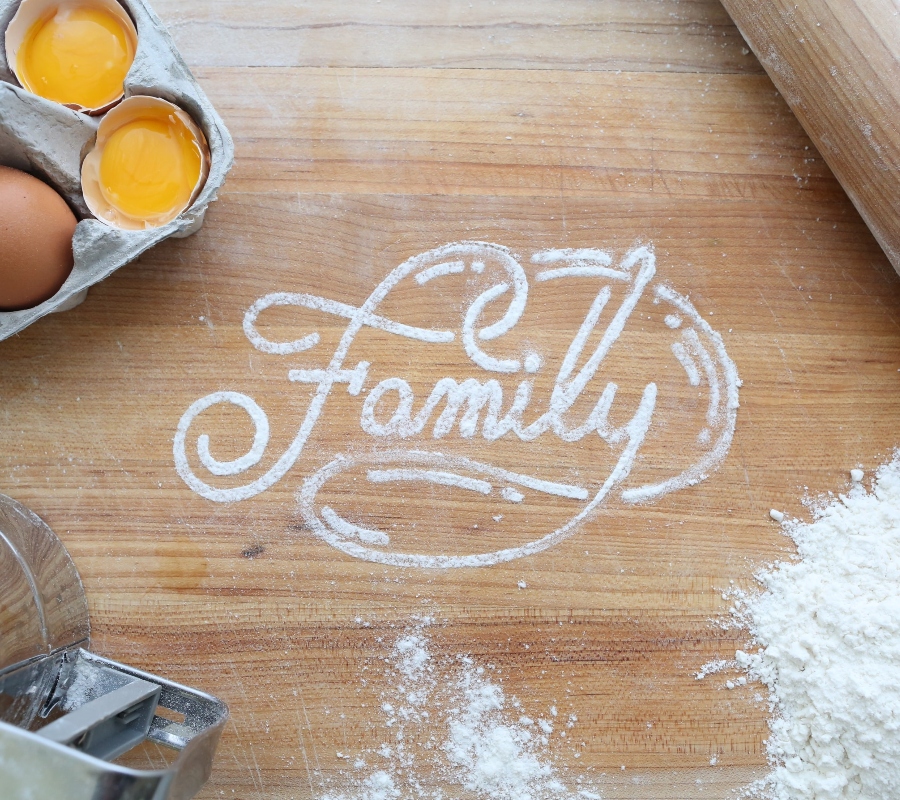 family written in flour