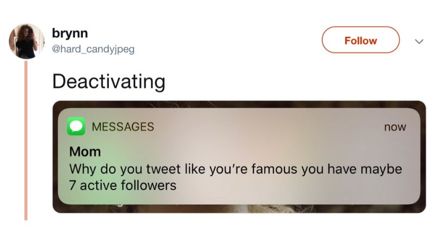 a mom sent her daughter a text telling her not to tweet like she was famous