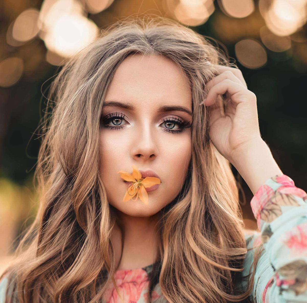 woman playing with hair