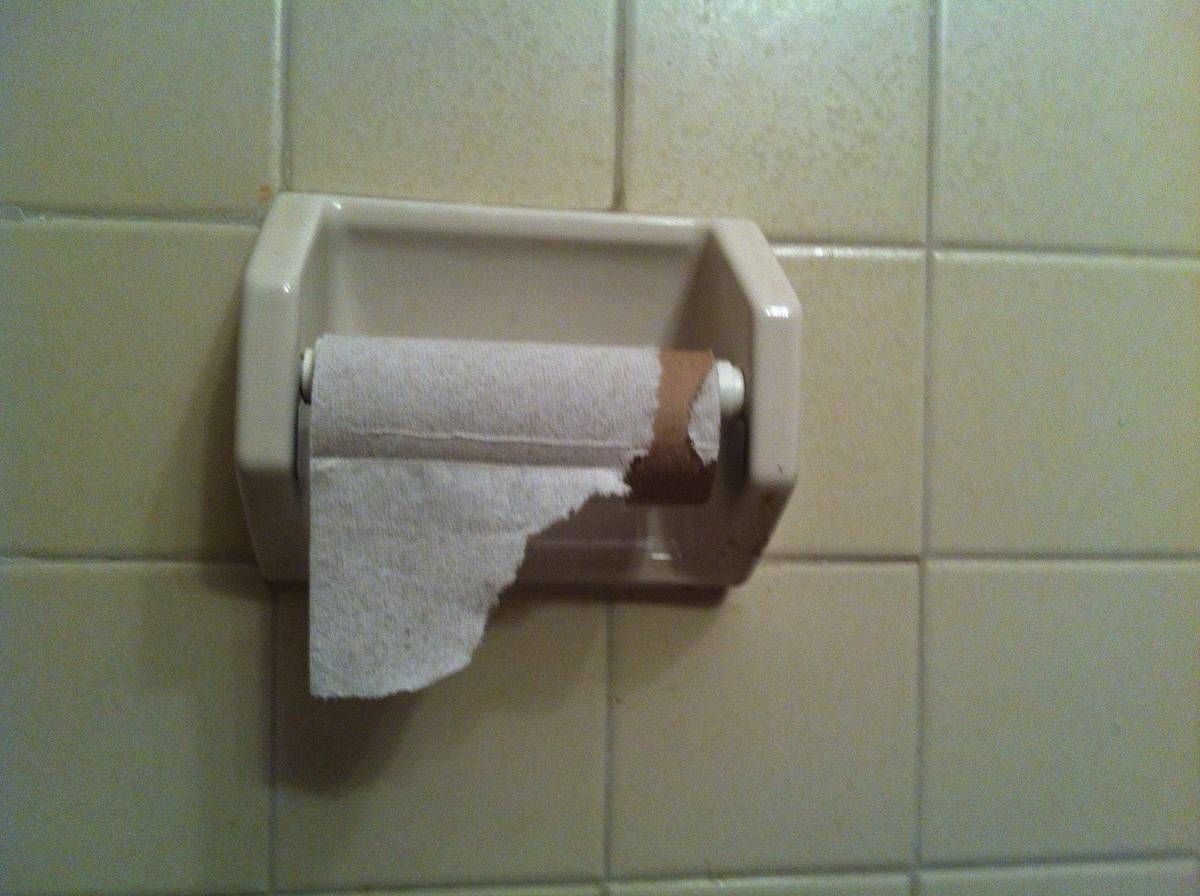 toilet paper roll nearly all used