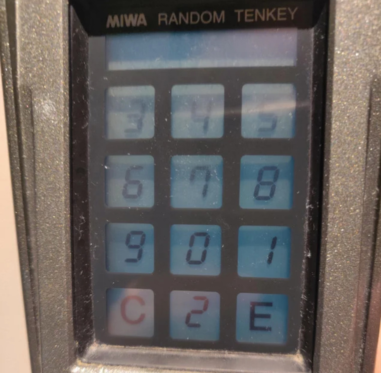 electronic lock with numbers in irregular order