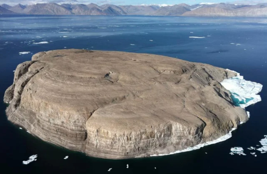 top view of hans island