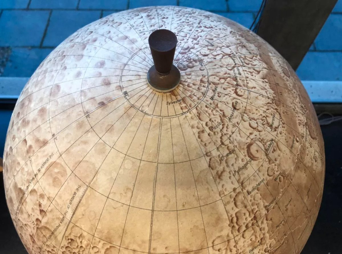 lunar globe with uncharted side