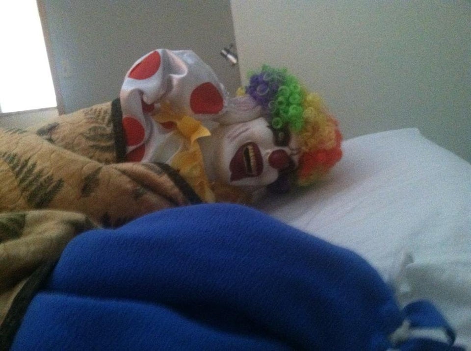woke up to a clown in their bed from their roommate
