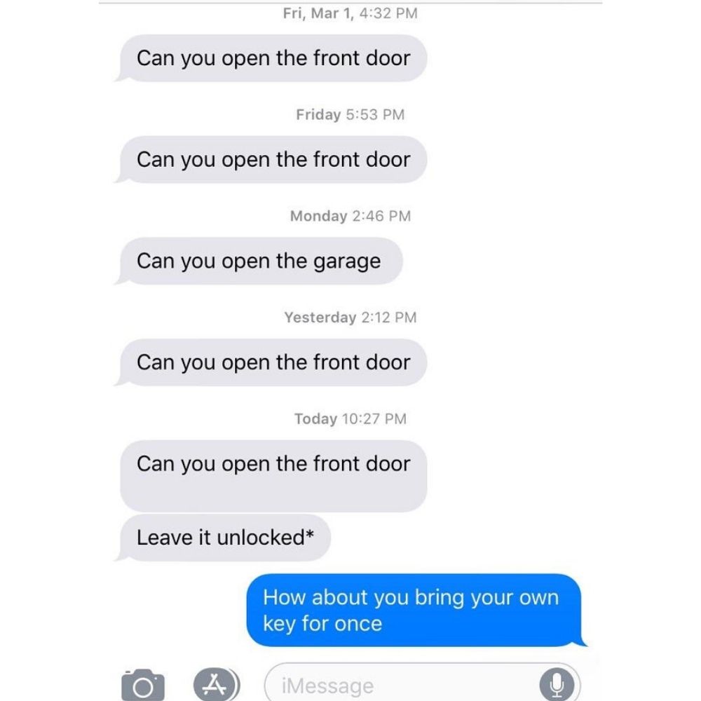 brother who forgets his key text messages