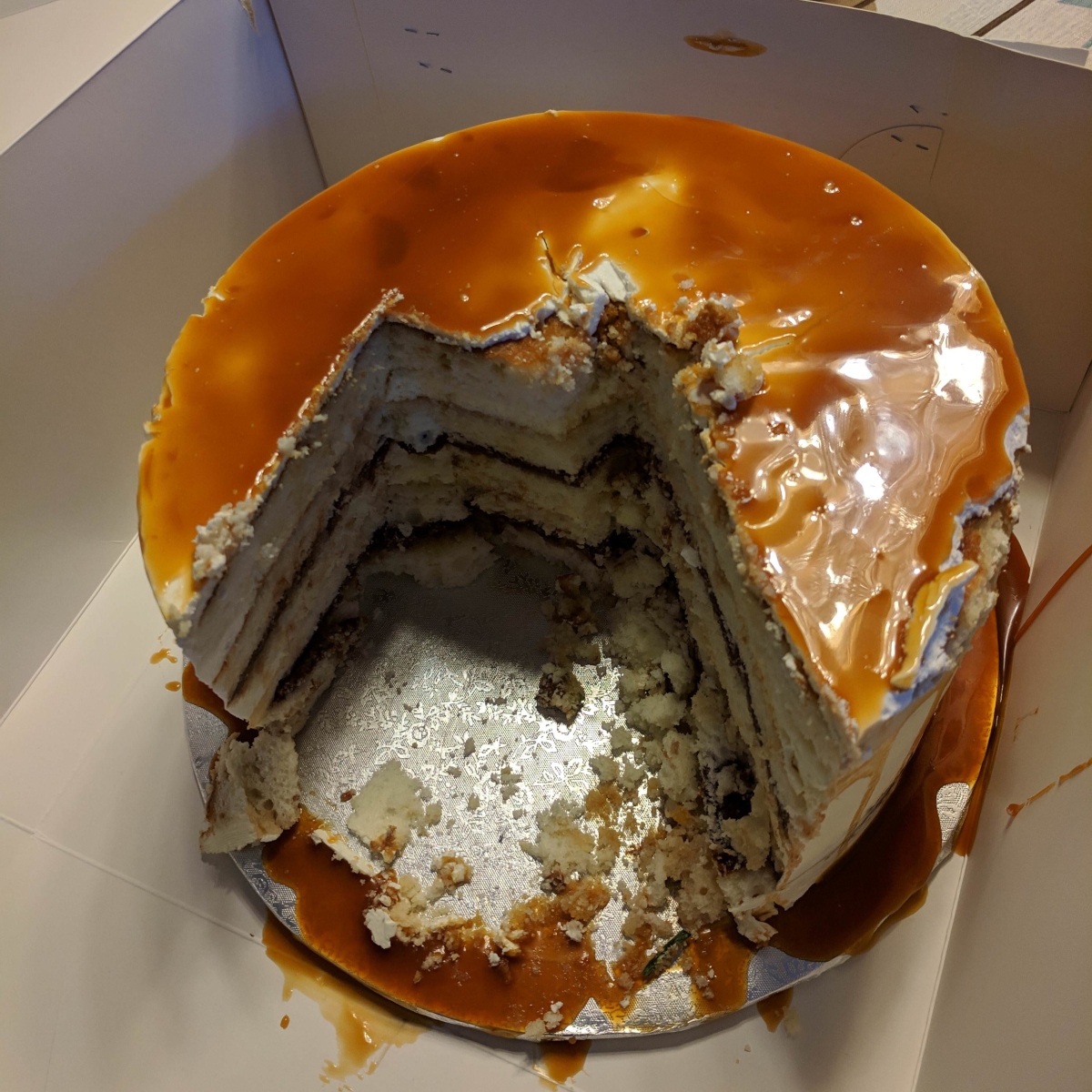 sister savagely cutting the cake