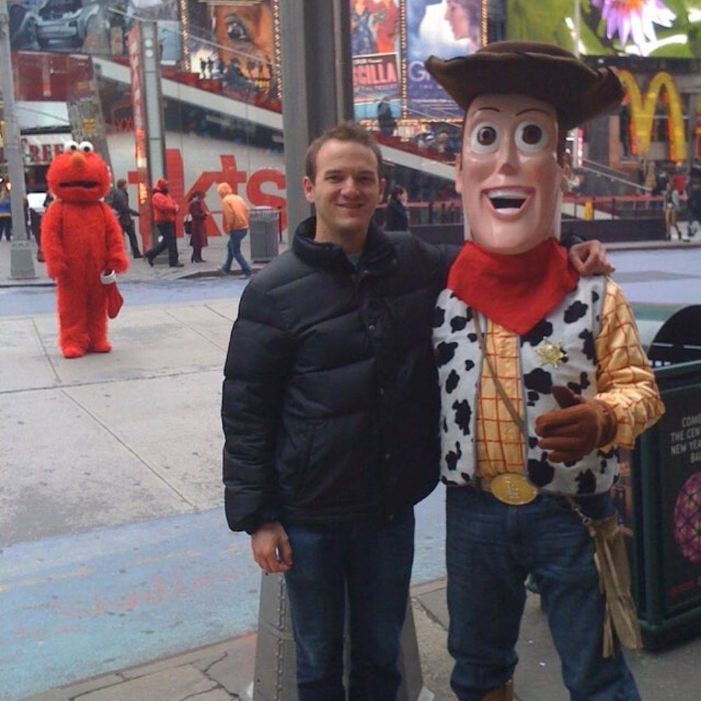 devastated elmo in the background