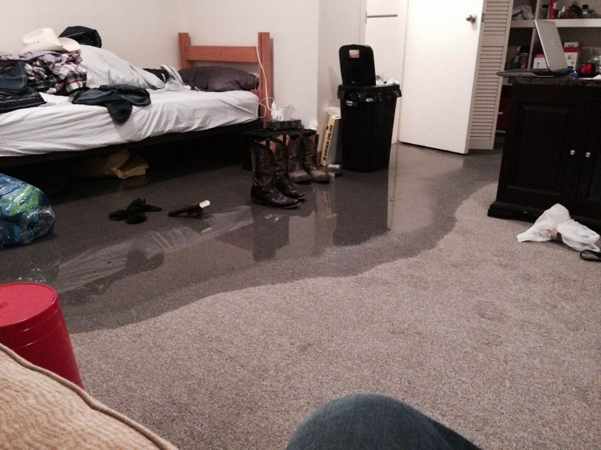 flooded room from roommate
