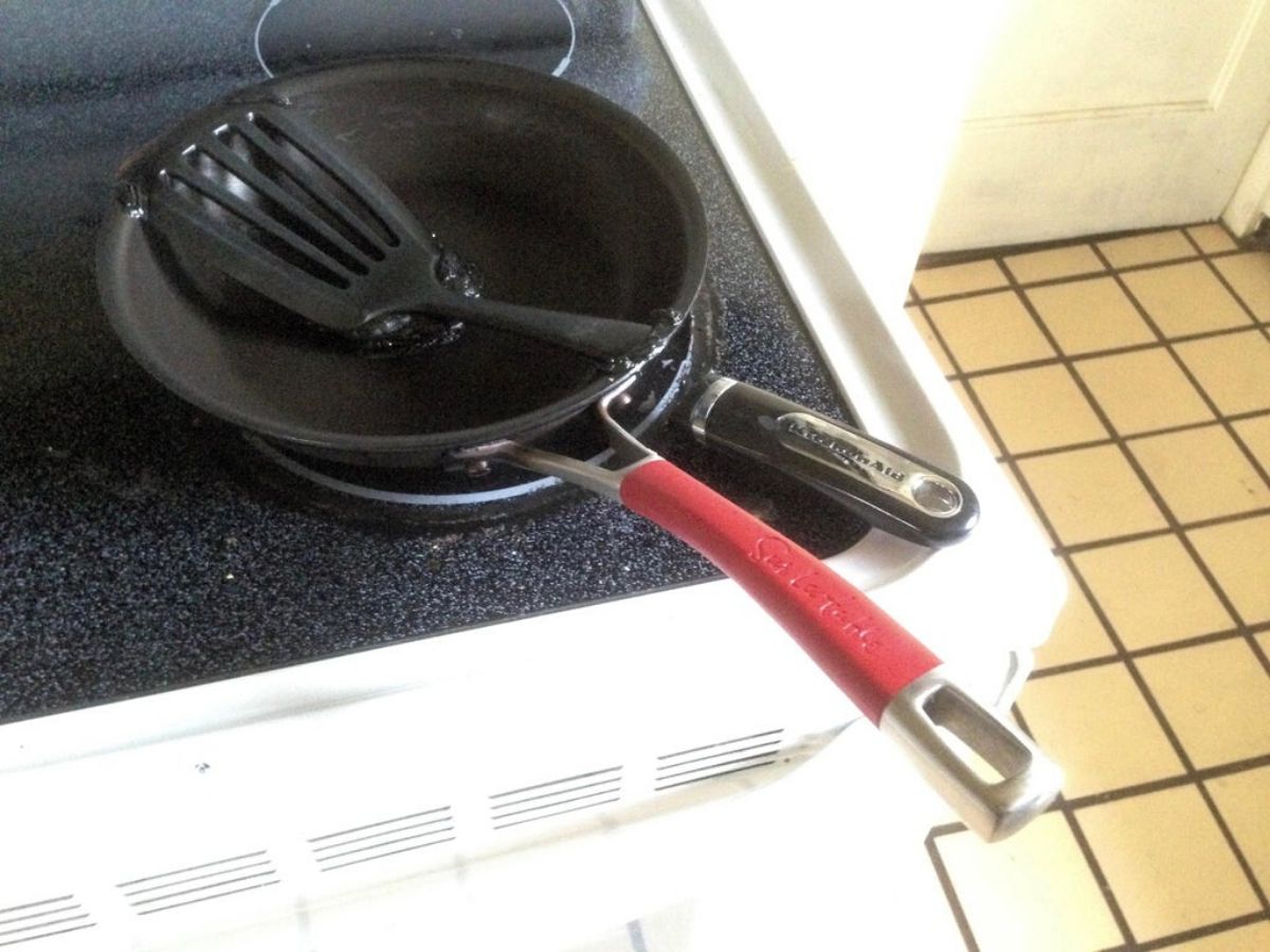 melting spatula in the pan