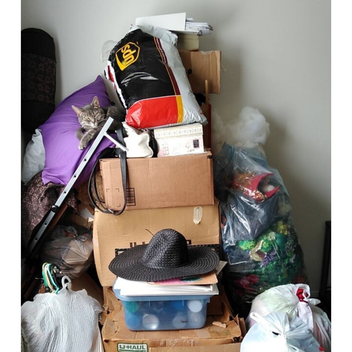 moving in or moving out pile of stuff