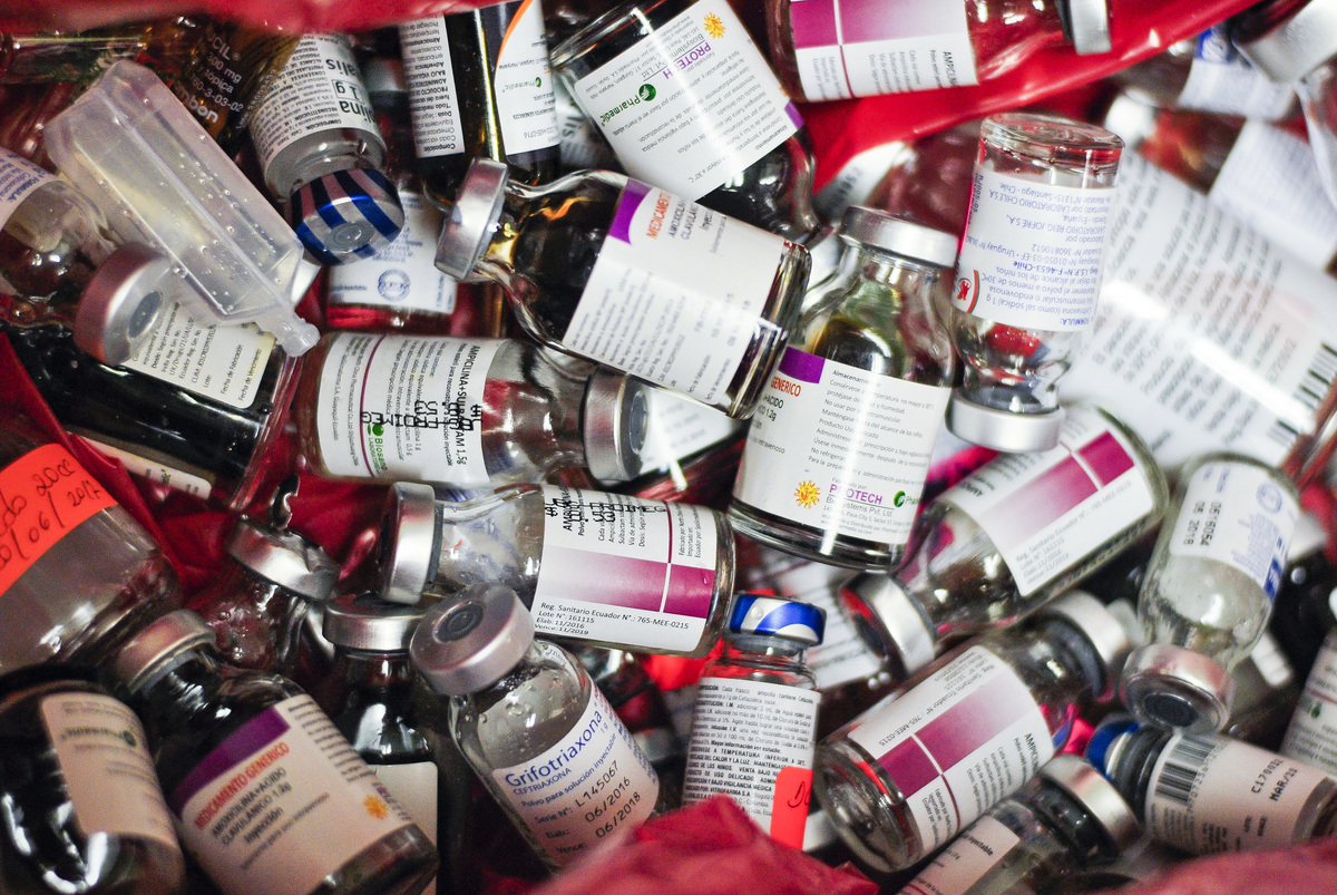 Empty vials of medicines