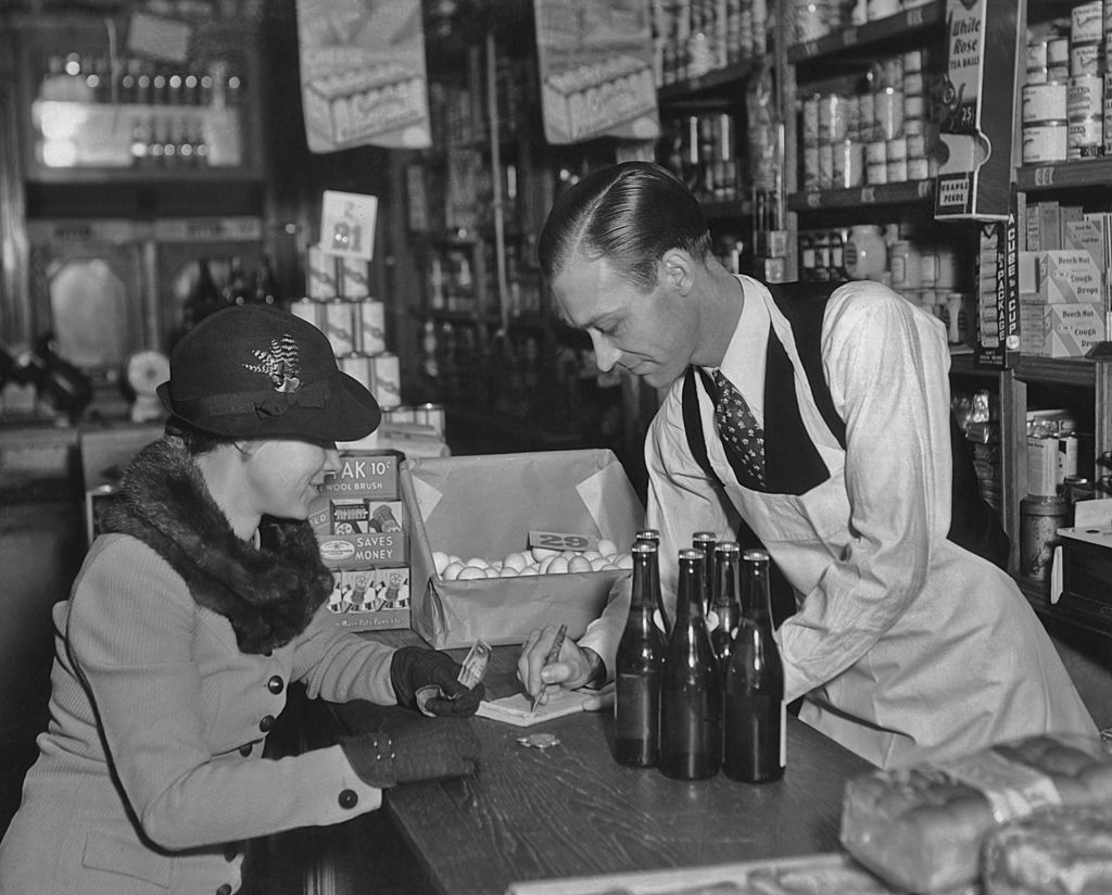 Woman purchasing groceries