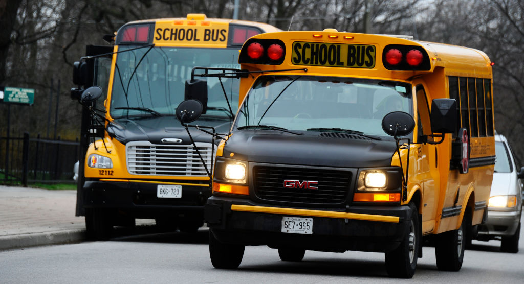 school buses on the road