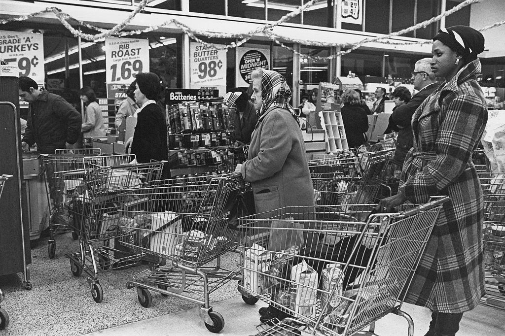 Woman waiting in line at the store