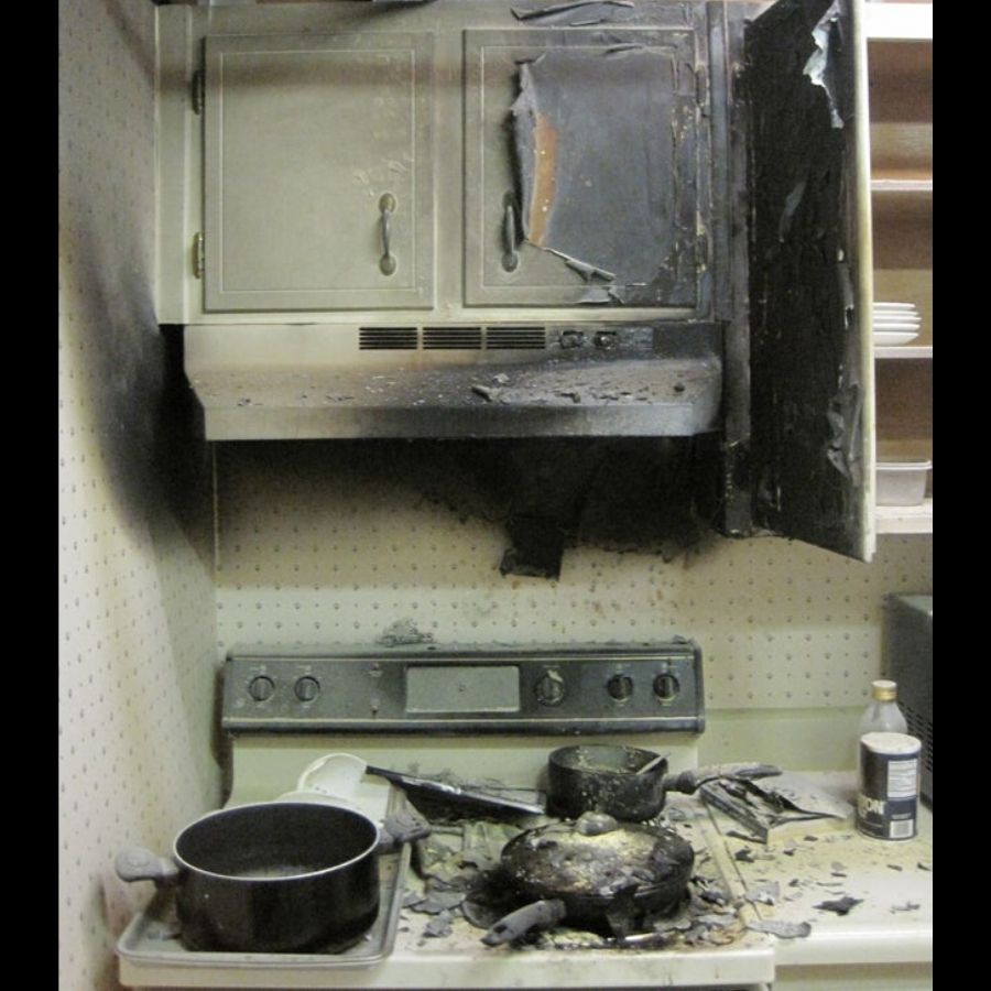 frying buffalo wings and burning the kitchen