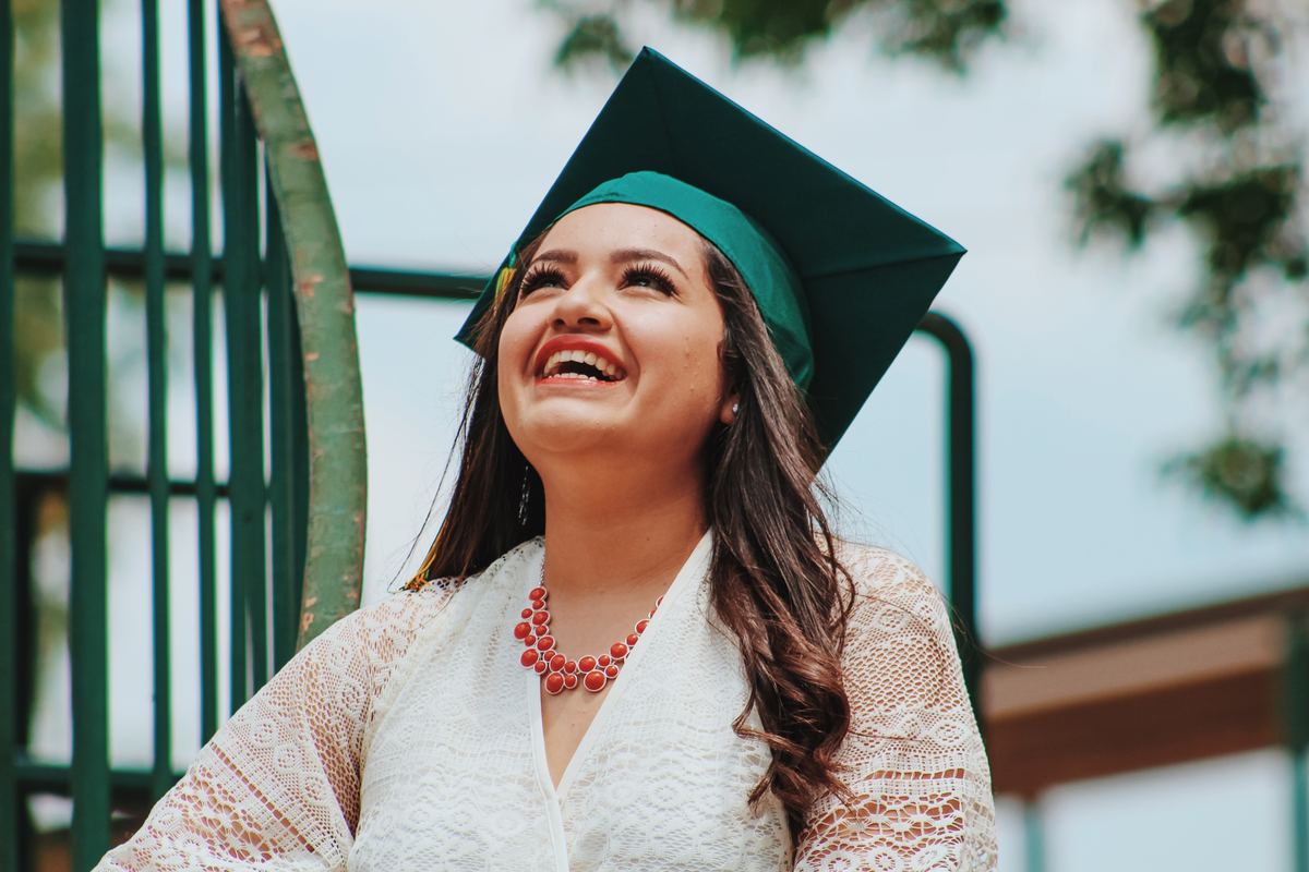 woman wearing mortar board